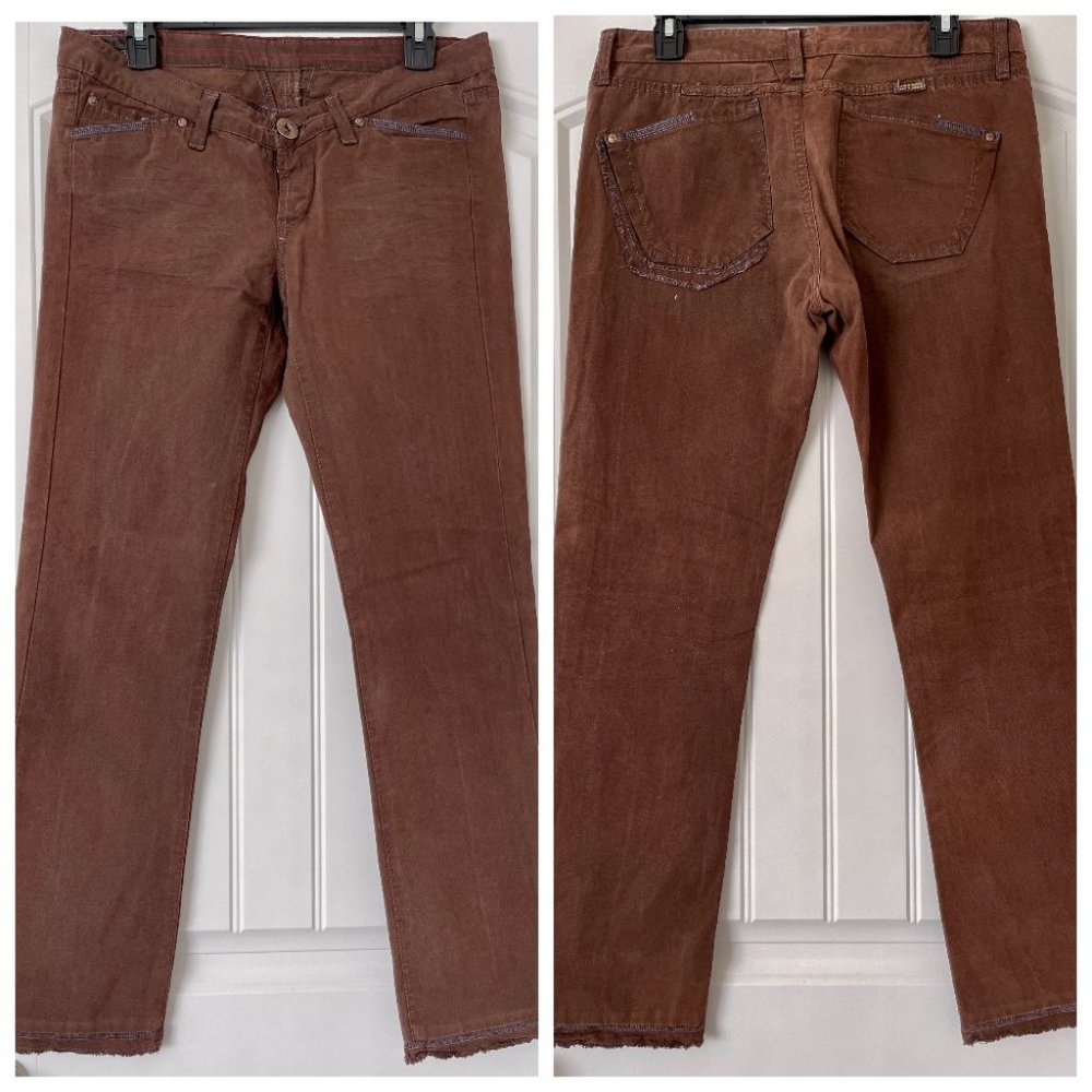 Vintage Marithe Francois Girbaud Brown Detailed Low Rise Jeans Italy 30